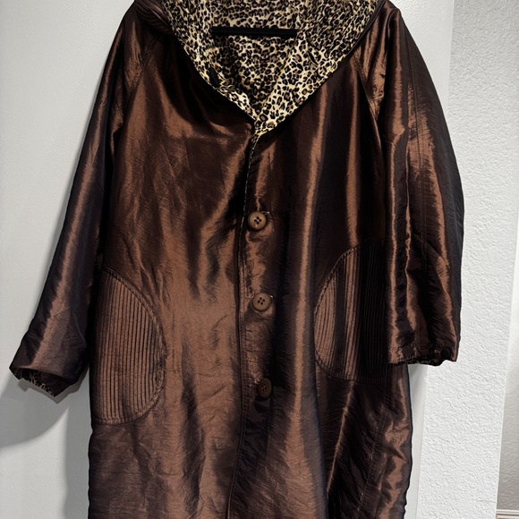 Reversible Leopard Print Trench Coat – Oversized Fit – Approx. XL - Picture 10 of 13